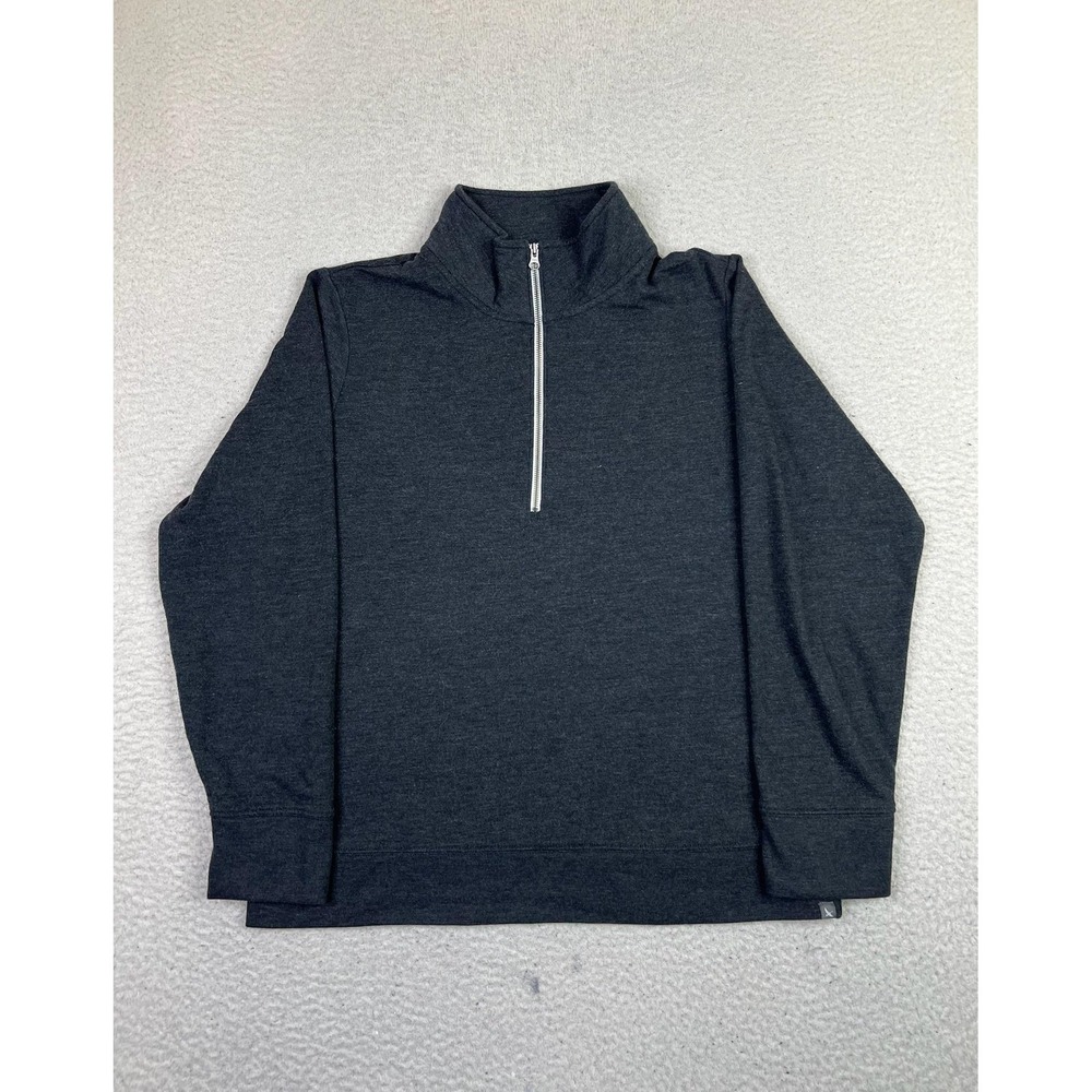 Eddie Bauer Sweater Womens Medium Gray Quarter Zip Pullover Cotton‎ Blend Fleece